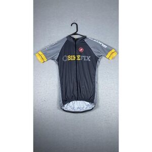 Castelli‎ Cycling Jersey Mens Medium Gray BIKEFIX Full Zip Short Sleeve Team Fit
